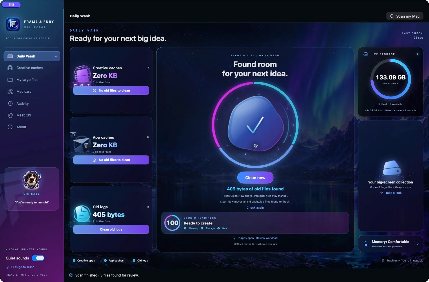 Actual Mac Forge Daily Wash interface